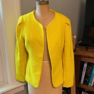 Pim + Larkin Yellow Blazer Medium Tweed Open Front